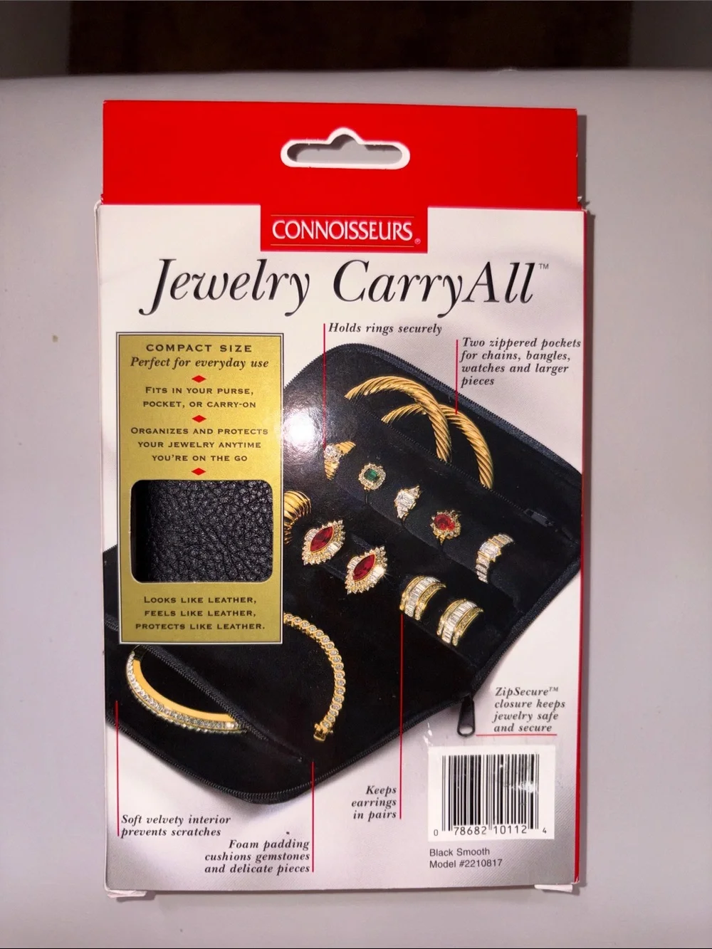 Jewelry CarryAll Compact Jewelry Travel Case in Faux Black Leather